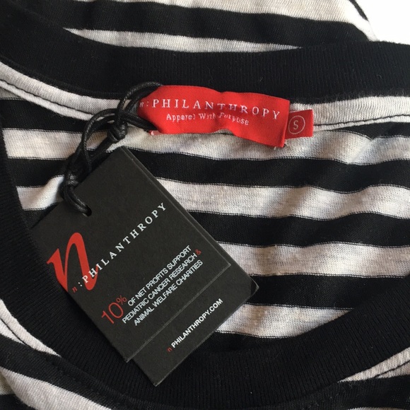 NWT n:Philanthropy Anthropologie Long Sleeve Black White Striped T-shirt Dress - Picture 6 of 12
